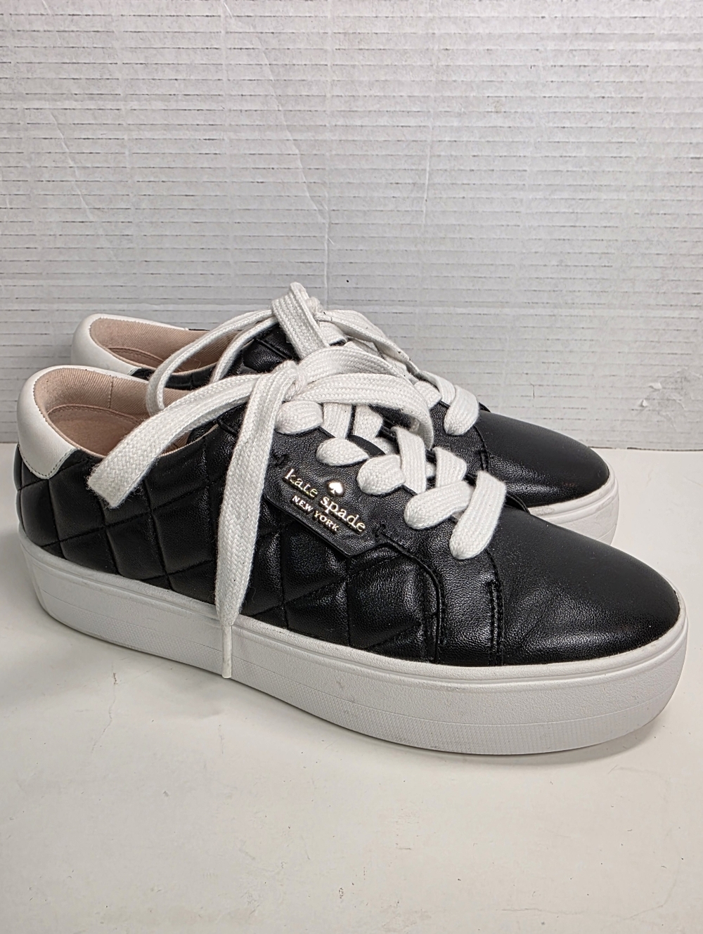 Kate Spade Black Selena Quilted Fashion Sneakers Sz 6